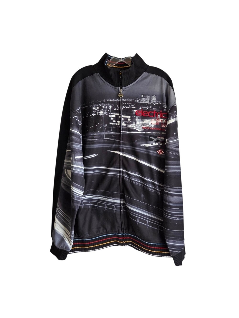 Y2K Enyce Electric City track jacket men XL full zip relaxed graphic embroidery